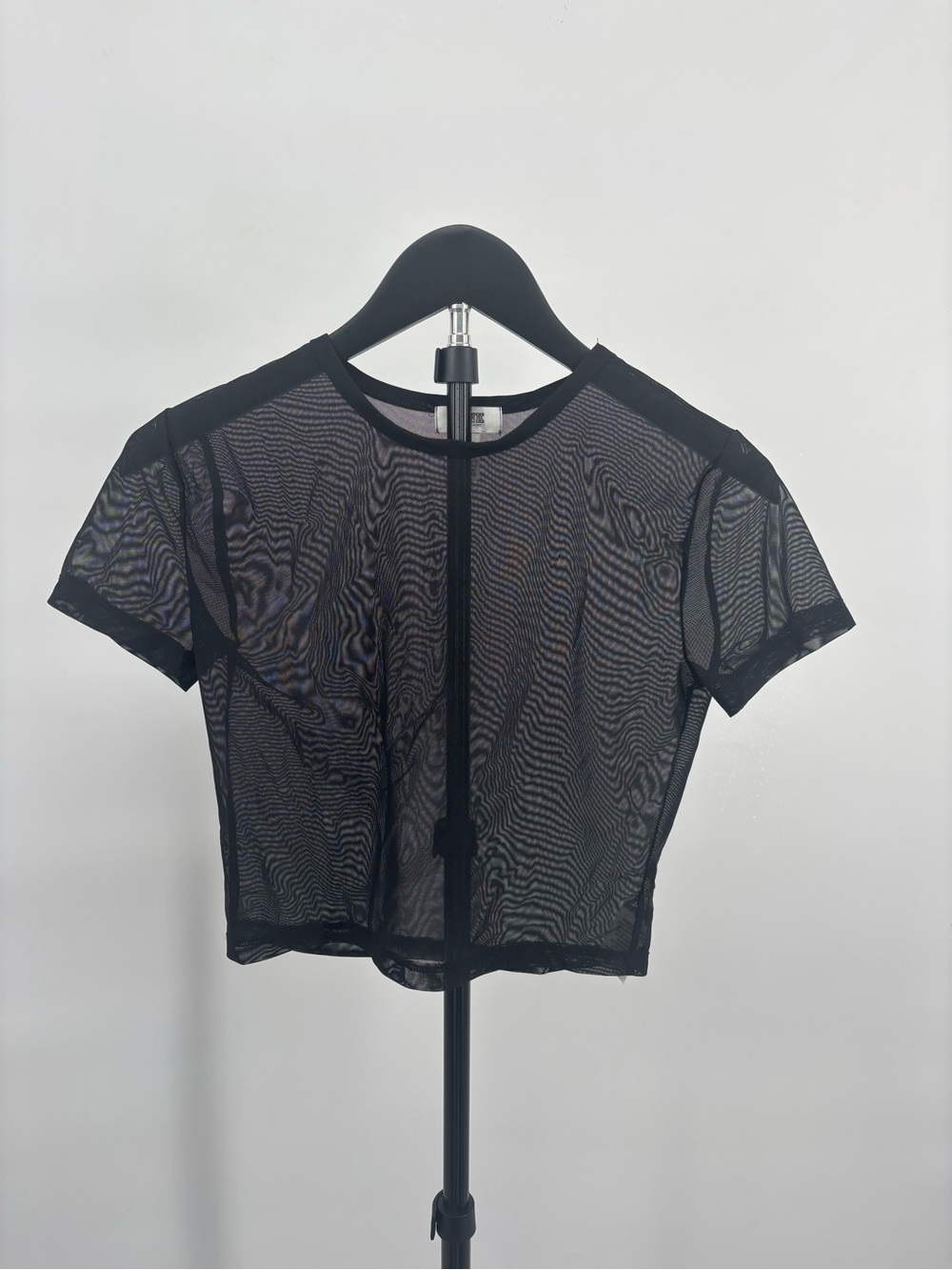 PINK Victoria's Secret Black Sheer Mesh Crop Top
